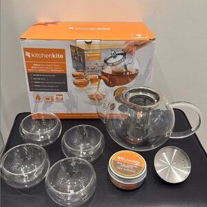 Glass Teapot Set with Infuser - Clear